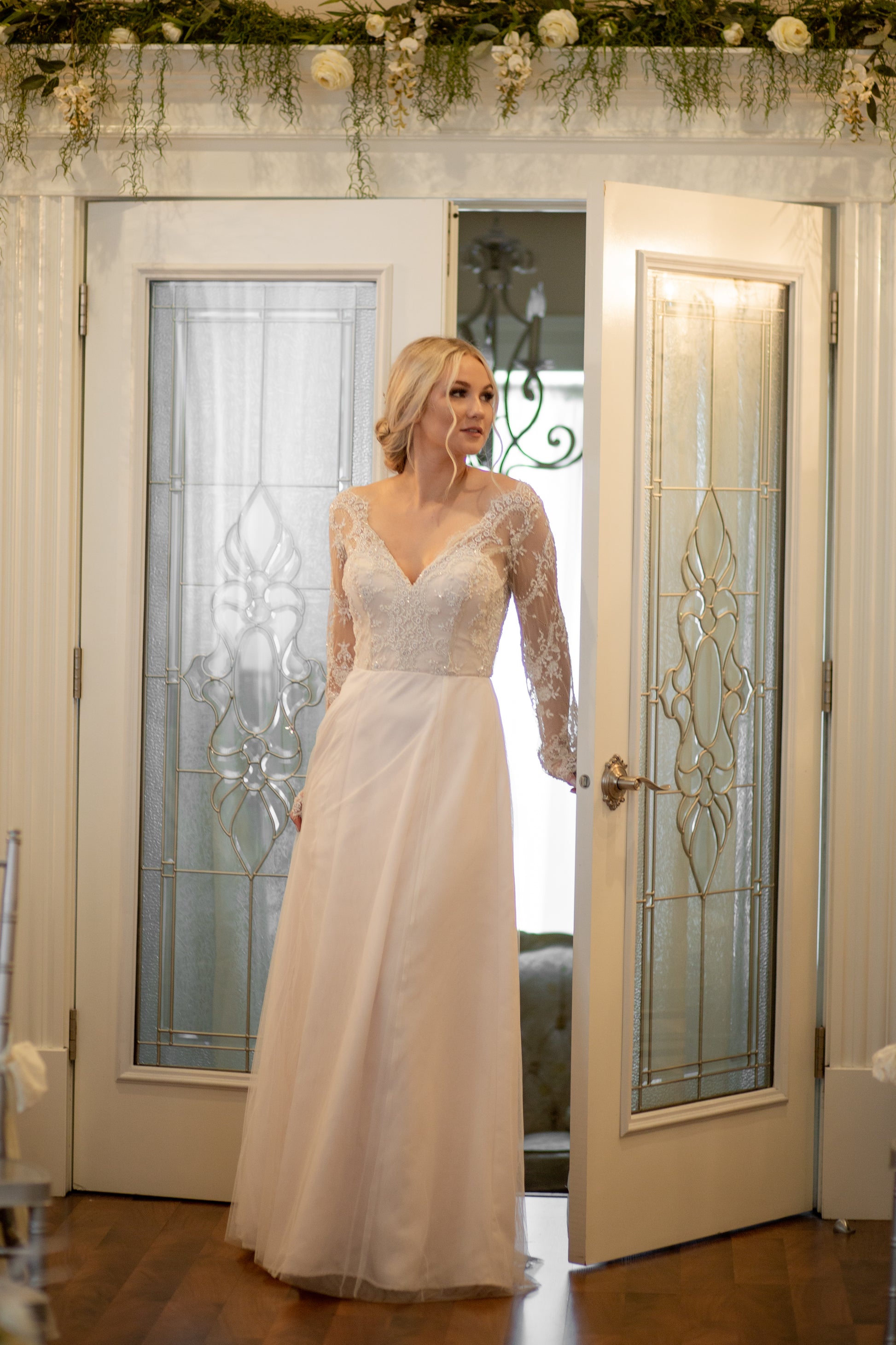 Full Front Walking motion shot, skirt moving gently to show layers of soft tullé and airy silhouette.