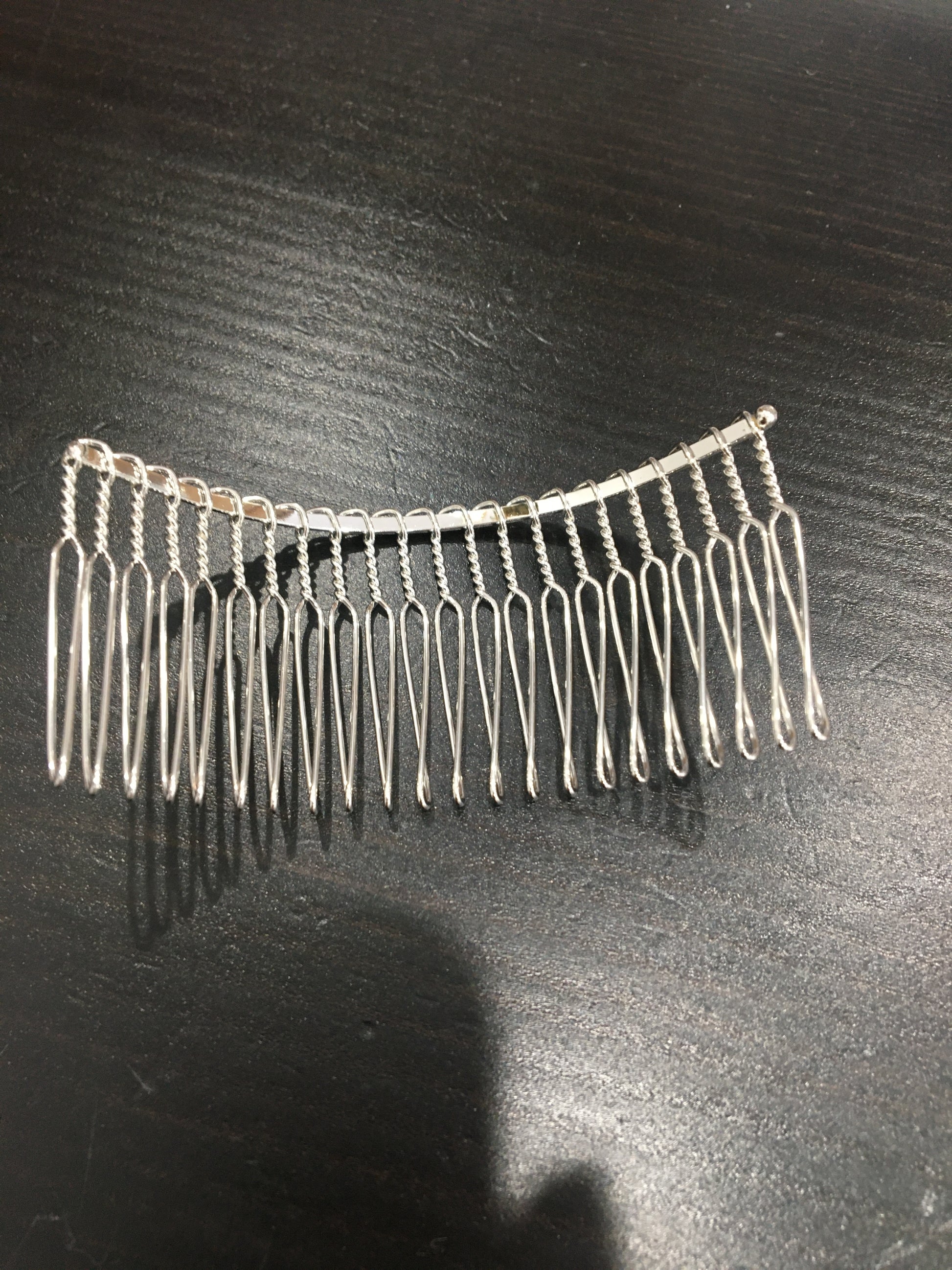 premium veil comb made from silver metal  measuring 3.5"