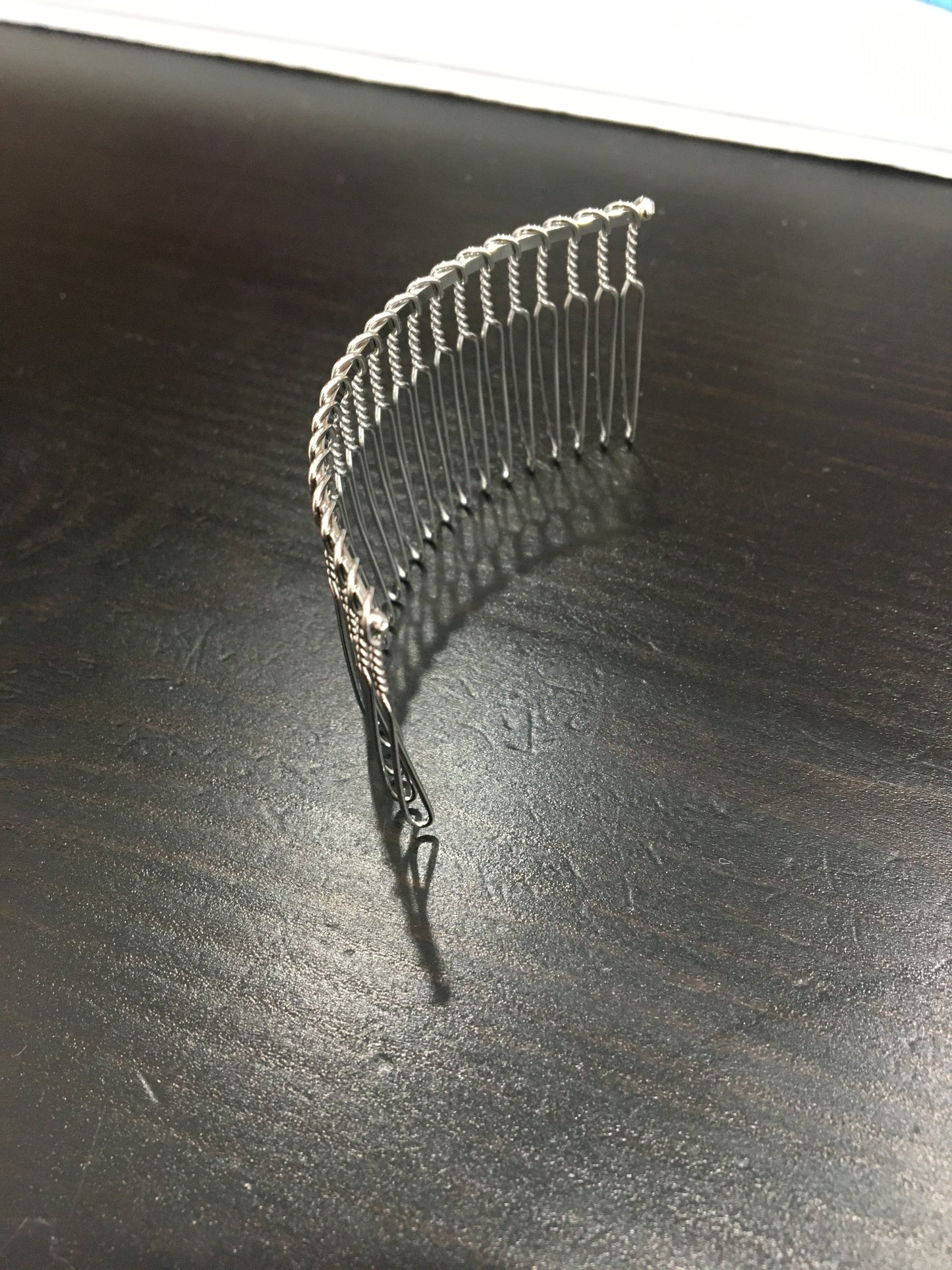 premium veil comb made from silver metal  measuring 3.5"