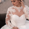 backless bridal gowns, high neck bridal gowns, long sleeve lace bridal gown, floral bridal gowns, ball gown bridal gowns