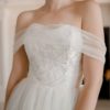 Strapless ballgown, glimmer tulle skirt, flat lace floral bodice, buttons on back wedding dress, beautiful detailed bodice,