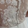 floral wedding dress, wedding dress slit, bridal gown pearls, pearl beaded, gathered chiffon aline