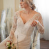 detailed lace bridal gown, lace sleeved bridal gown, lace with beaded detail,