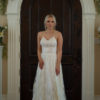 bridal gown with straps, spaghetti straps, sequin lace, lace a-line, wholesale a-line