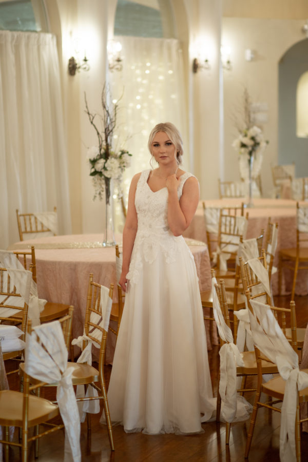 Floral Tulle wedding gown, sequined lace bridal gown, large beaded flowers, floral wedding dress,