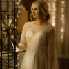 Glamorous Bridal Gown full sequined bridal gown, beaded tulle, dress with slit, sleeves with sequins, sparkly