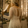 Glamorous Bridal Gown full sequined bridal gown, beaded tulle, dress with slit, sleeves with sequins, sparkly