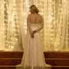 Glamorous Bridal Gown full sequined bridal gown, beaded tulle, dress with slit, sleeves with sequins, sparkly