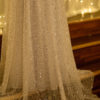 Glamorous Bridal Gown full sequined bridal gown, beaded tulle, dress with slit, sleeves with sequins, sparkly