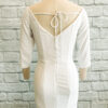 crepe fitted gown, ¾ length sleeves, simple wedding gowns, wholesale bridal, stretch crepe