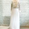 Two piece wedding dress, wedding dress sperates, 3D beaded floral lace, straight tulle skirt, Bridal two piece