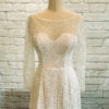 Glamorous Bridal Gown full sequined bridal gown, beaded tulle, dress with slit, sleeves with sequins, sparkly