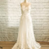 tulle back with buttons, lace skirt wedding dress, sweetheart neckline, buttons down back, beaded lace dress,