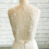 A line with slit, key hole back, sweetheart bridal neckline, beaded lace bodice, ivory beaded lace skirt,