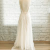 Swiss dot dress, flat lace floral dress, lace sheath wedding dress, open tulle back, Swiss dot tulle skirt,