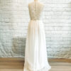 floral wedding dress, wedding dress slit, bridal gown pearls, pearl beaded, gathered chiffon aline