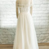 Strapless ballgown, glimmer tulle skirt, flat lace floral bodice, buttons on back wedding dress, beautiful detailed bodice,