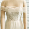Strapless ballgown, glimmer tulle skirt, flat lace floral bodice, buttons on back wedding dress, beautiful detailed bodice,