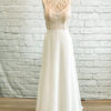 Lace scallop dress, soft tulle skirt, lace bodice dress, bridal buttons down the back dress, tulle neck,