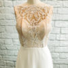 Lace scallop dress, soft tulle skirt, lace bodice dress, bridal buttons down the back dress, tulle neck,