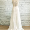 Lace scallop dress, soft tulle skirt, lace bodice dress, bridal buttons down the back dress, tulle neck,