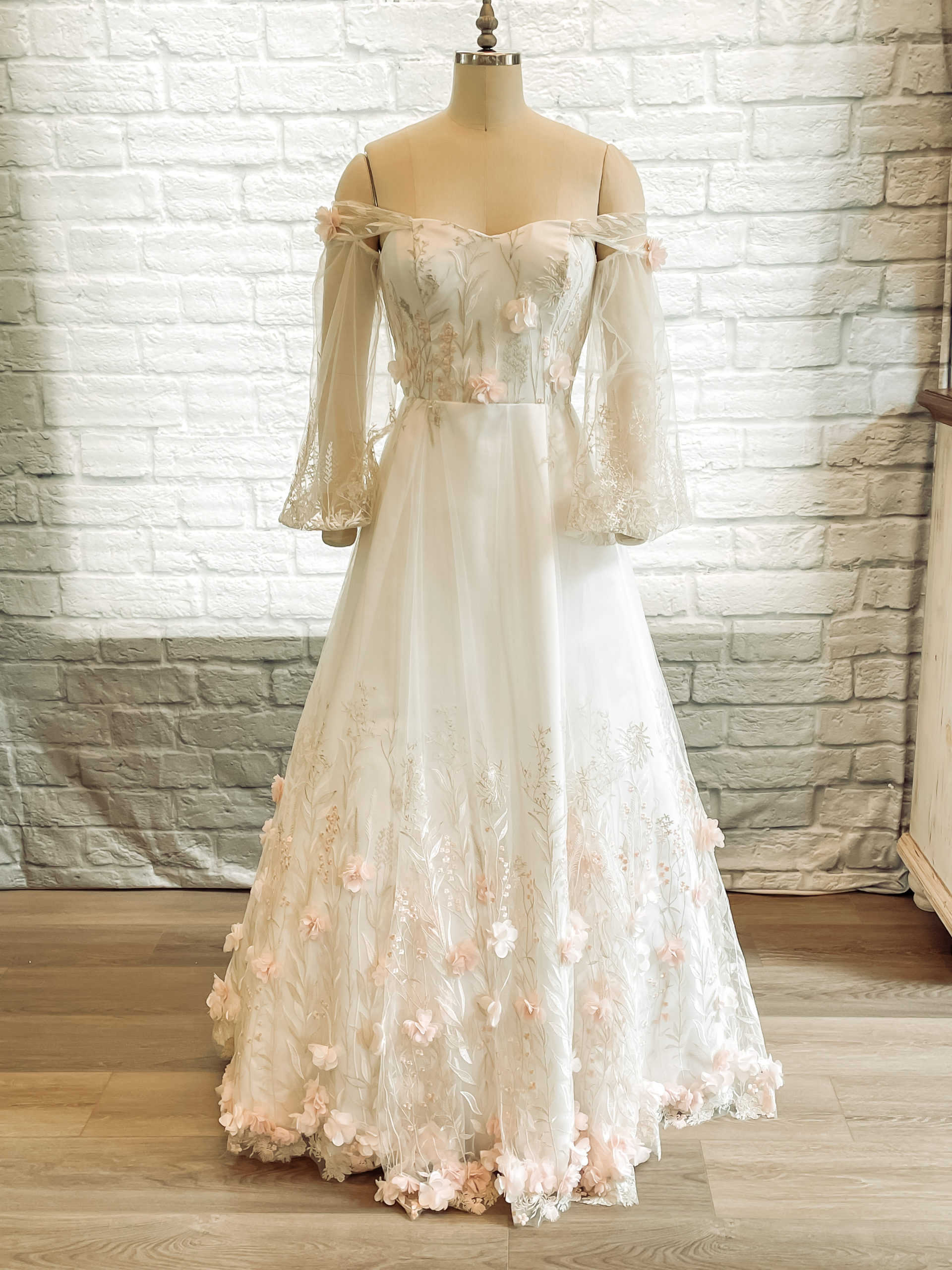 3d floral wedding gown