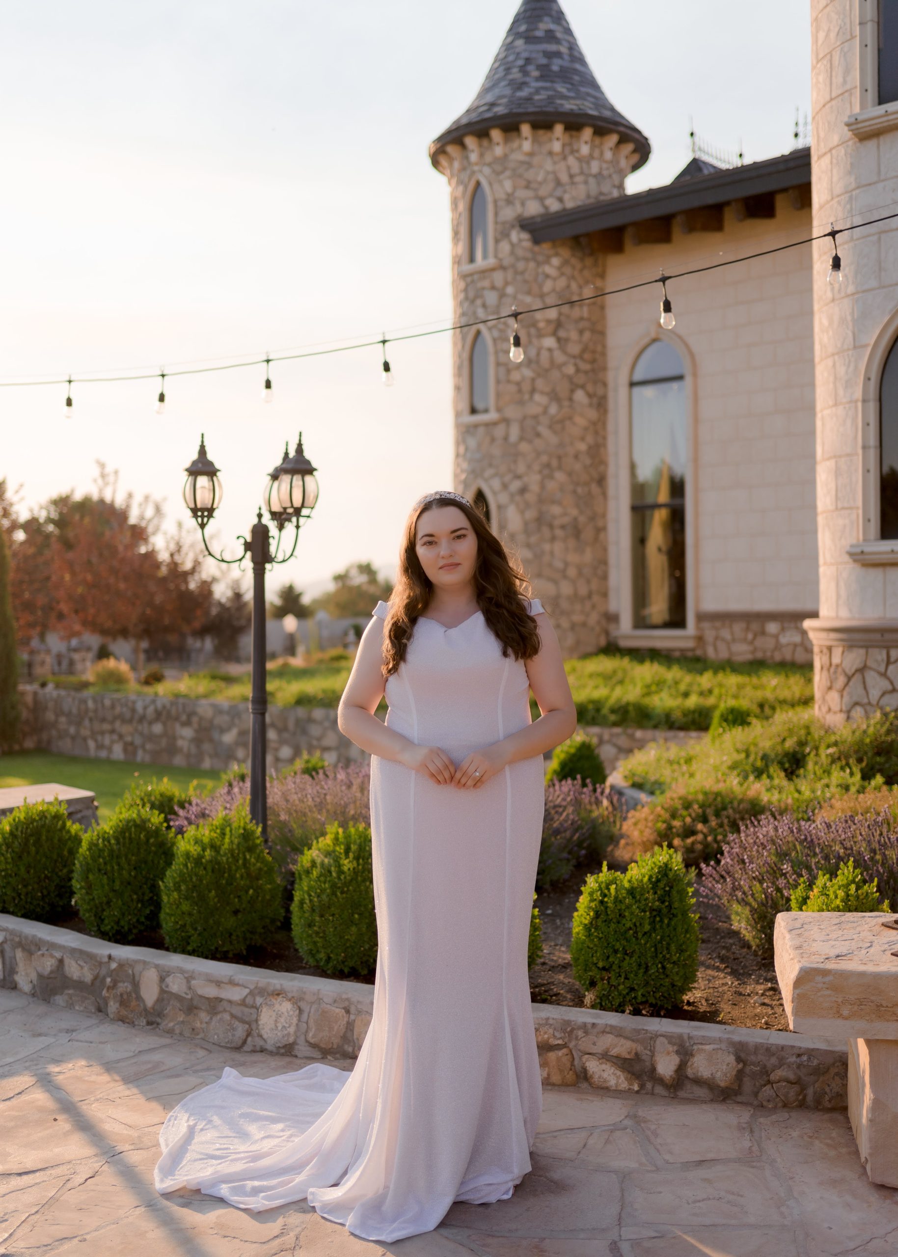 off the shoulder glitter gown